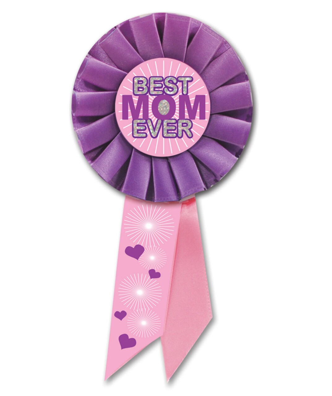 Beistle Pack of 6 Pink and Purple "Best Mom Ever" Mother's Day Rosette Ribbons 6.5"